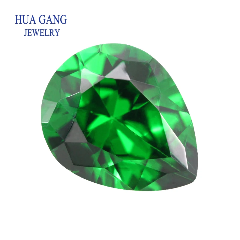 Crystal Zirconia Stone Pear Green Brilliant Cut Loose Stones Synthetic Gems Beads For Jewelry Free shipping 3mm~12mm AAAAA | Украшения и