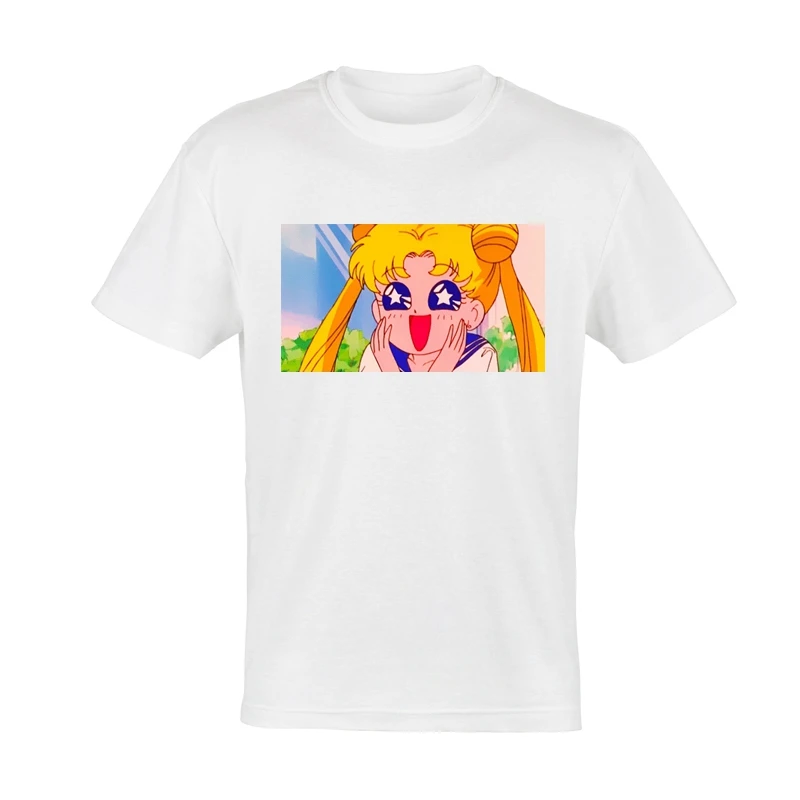 

5XL Sailor Moon T-Shirt Fashion White Color Short Sleeve Cute Sailor Moon T Shirt Tees Top tshirts Unisex Big Size Shirts