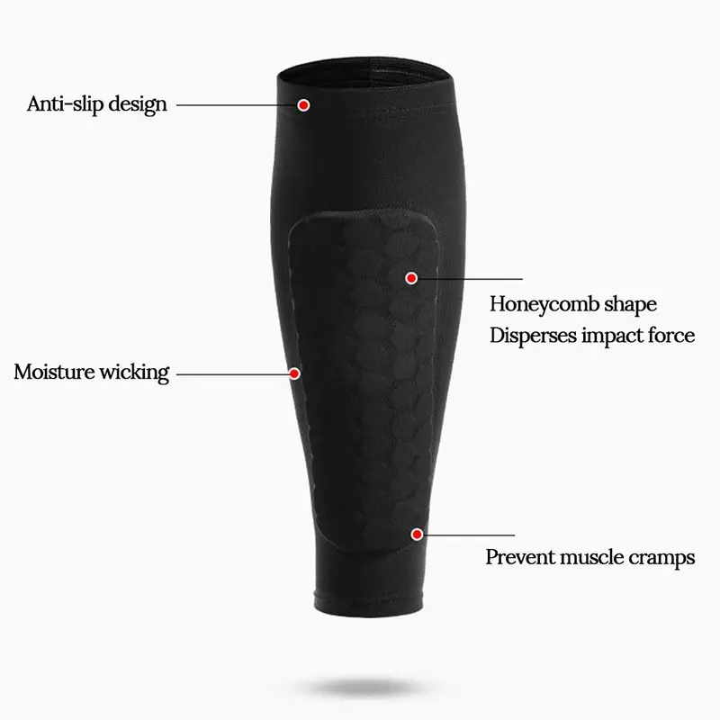 2Pcs Outdoor Sports Shin Pads Calf Compression Sleeve with Honeycomb Pads Soccer Running Cycling MTB Shin Guards Shank Protector