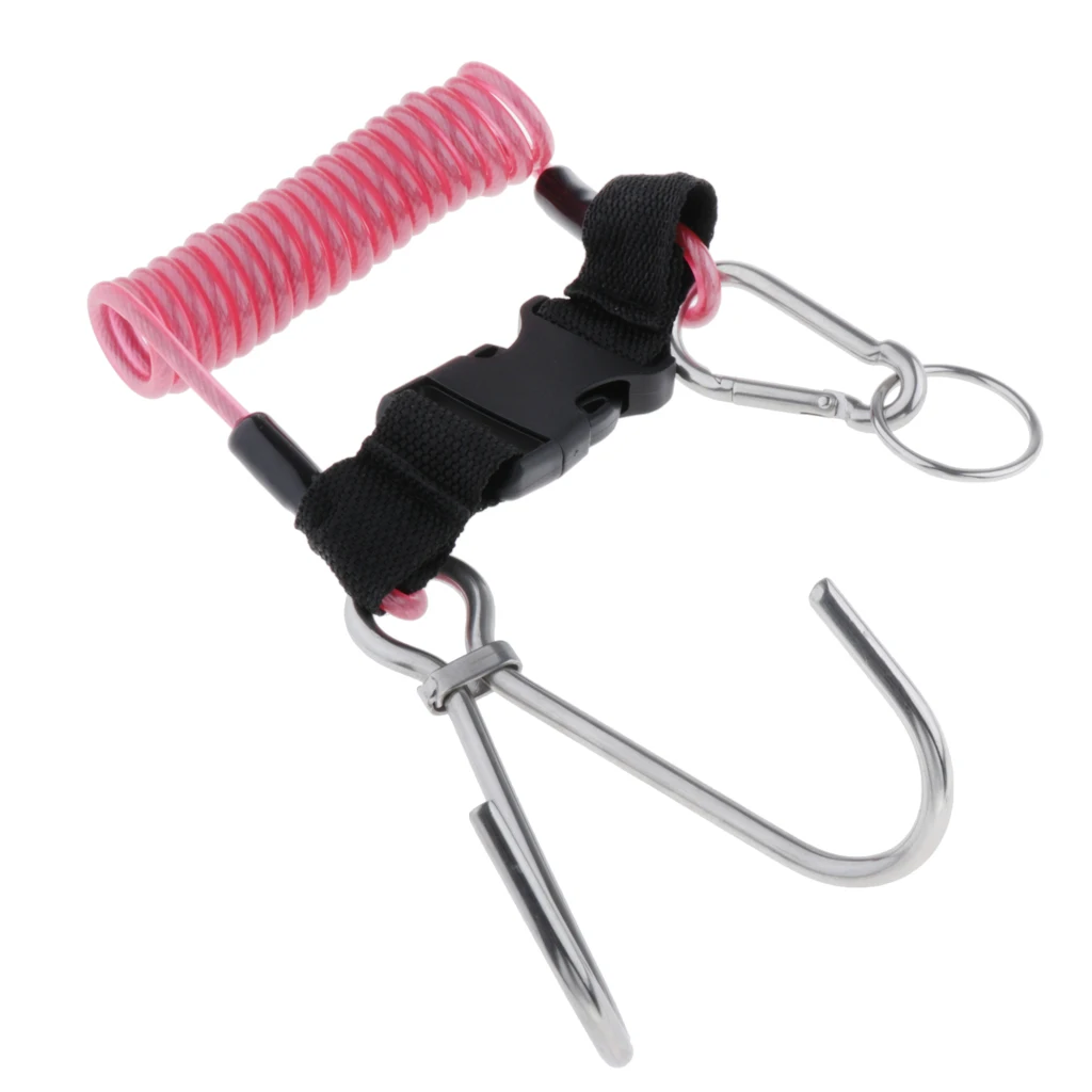 Durable Diving Reef Hook Coil Lanyard Cave Dive Snorkeling Clip Safety Gear Safety Accessories Equipment