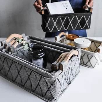 

1pcs Modern Style Storage Boxes Rectangular Felt Fabric Storage Baskets Portable Bedroom Cloths Toy Organizer Container