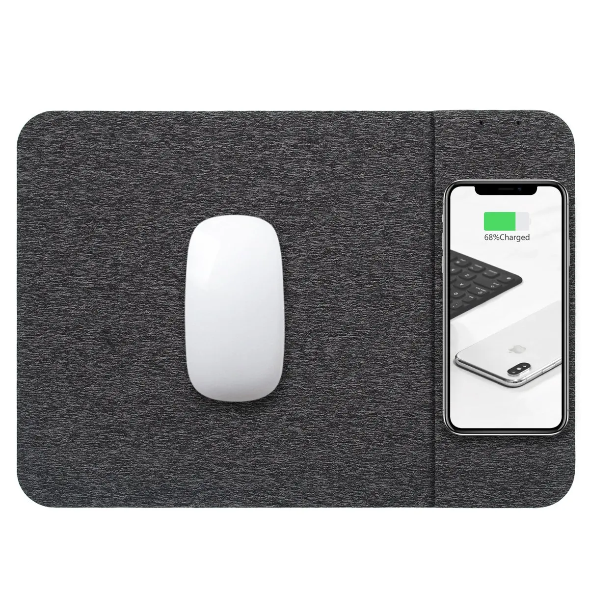 

Qi Wireless Charger Mouse Pad, 2 In 1 Charging Mat Durable Stable Wireless Charger for all Qi Android iPhone Desktop pad