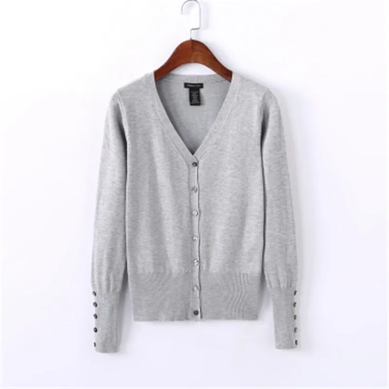 light grey Вязаный кардиган, Женское пальто, однотонный цвет, весна-осень, модный, v-образный вырез, длинный, на пуговицах, рукав, кроше, вязаный свитер, пальто, топы, Z838 - Цвет: light grey