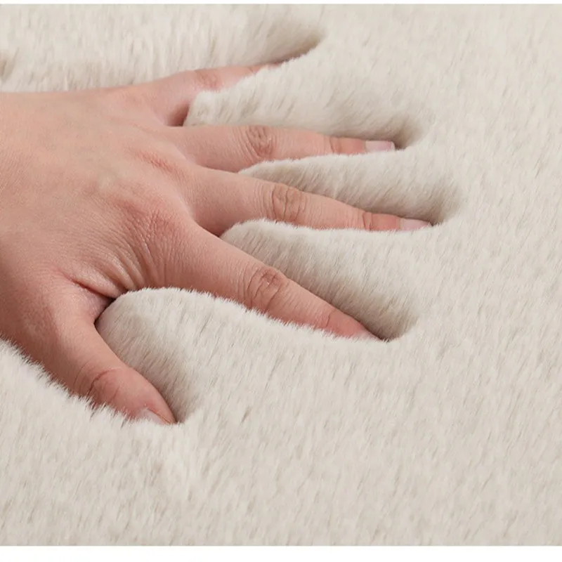 Imitation rabbit fur solid color thick carpet bedroom foyer soft fluff floor mat bathroom non-slip absorbent home carpet