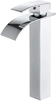 

Single Hole Single Handle Hot And Cold Bathroom Basin Waterfall Faucet-Chromed Curved Mouth