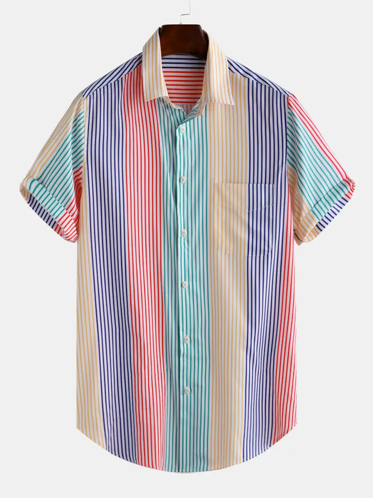 Vertical Colorful Striped Shirt Mens 