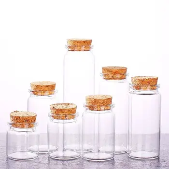 

12PCS 50/60/90/100/120/150/200/240ml Glass Bottles with Cork Stopper Empty Spice Bottles Jars Food Jars Gift Craft Vials Bottle