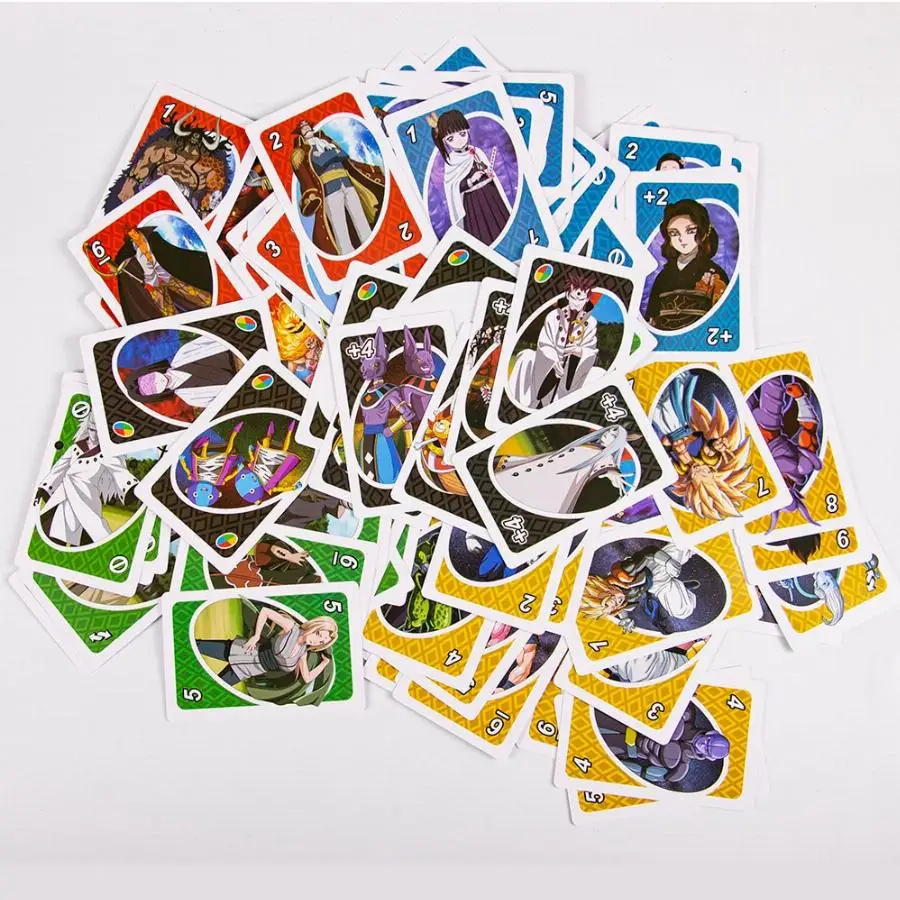 UNO Anime Naruto One Piece Dragon Ball Z Demon Slayer Puzzle Games Cards Family Funny Entertainment Board Game Fun Poker Toys