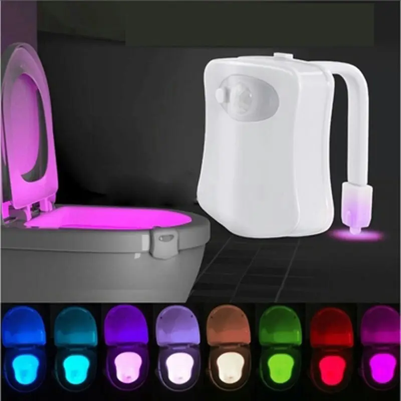 Спортивная Индукционная Ночная подсветка для унитаза, 8 цветов, водонепроницаемая светодиодная лампа для уборной, для туалета, умная