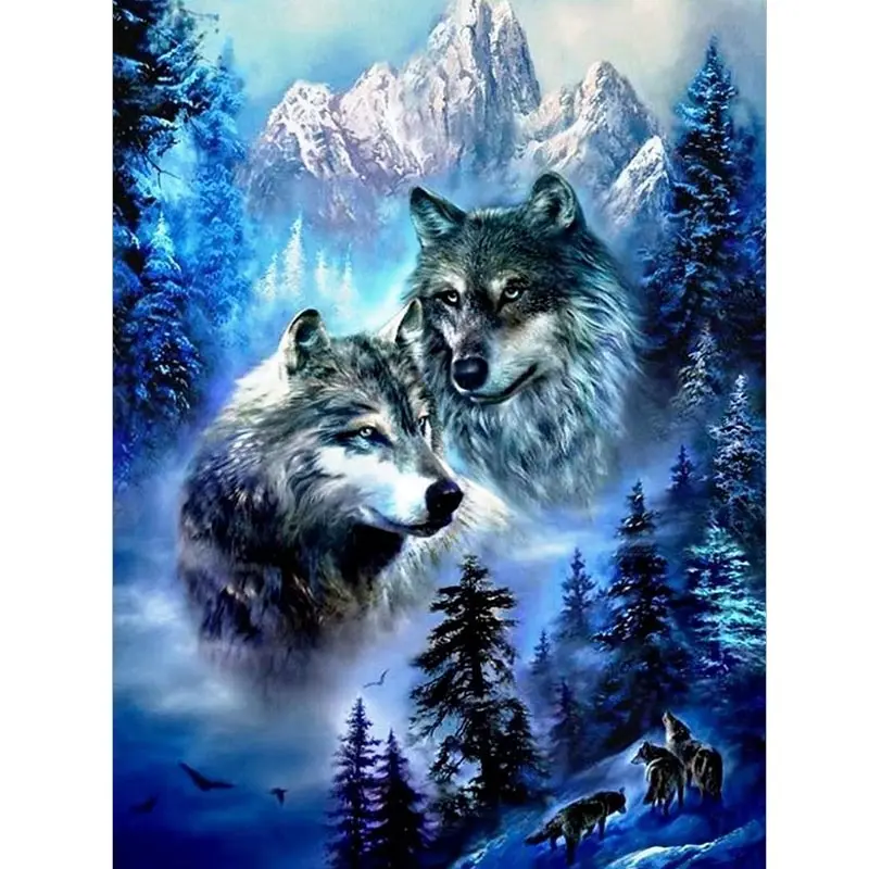 

5D DIY Diamond Painting "Animal wolf" Cross Stitch Full Square Drill Embroidery Rhinestone mosaic Picture Home Decor Gift
