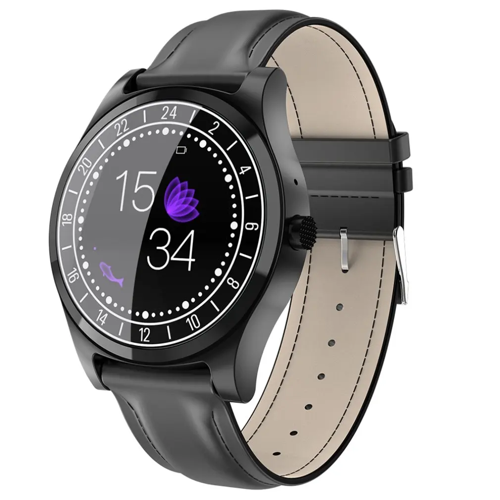 Black leather Новейшие DT19 Bluetooth Смарт часы мужские металлические наручные часы циферблат вызов пульса кровяное давление спорт фитнес трекер SmartWatch - Цвет: Black leather