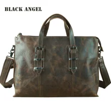 Мужской портфель из натуральной кожи, деловая сумка Crazy Horse, коровья кожа, сумка через плечо, 1" Сумка для ноутбука