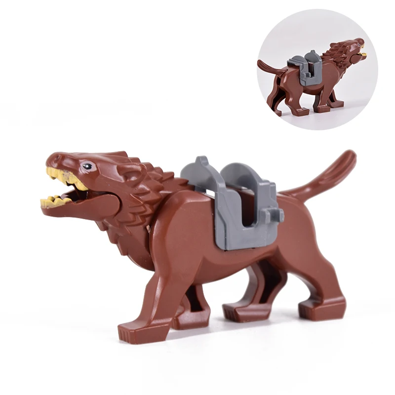 Animals Horse White & Black & Brown Mount Saddle Wolf Model Building Blocks LOTR Bricks Medieval Toys For Children