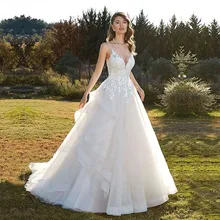 Eightale свадебное платье с v-образным вырезом и аппликацией Кружева Свадебные платья в богемном стиле с открытой спиной длинный Тюль свадебное платье в стиле бохо