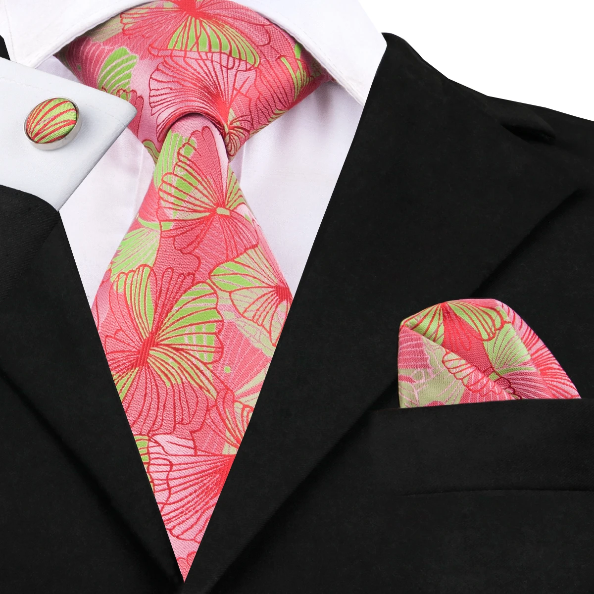 Hi-Tie большой мужской галстук серый шелк Handky запонки набор галстуков для мужчин роскошный цветочный модный дизайнерский бизнес Свадебный галстук - Цвет: SN-1635