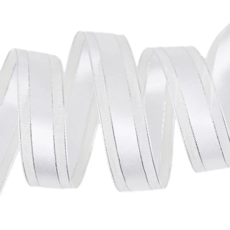 (25yards/roll)25mm gold edged satin ribbon high quality gift packaging wedding ribbons | Дом и сад