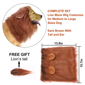 

Funny Dog Lion Mane Dog Costumes Lion Wig with Tail Pets Party Supplies LAD-sale