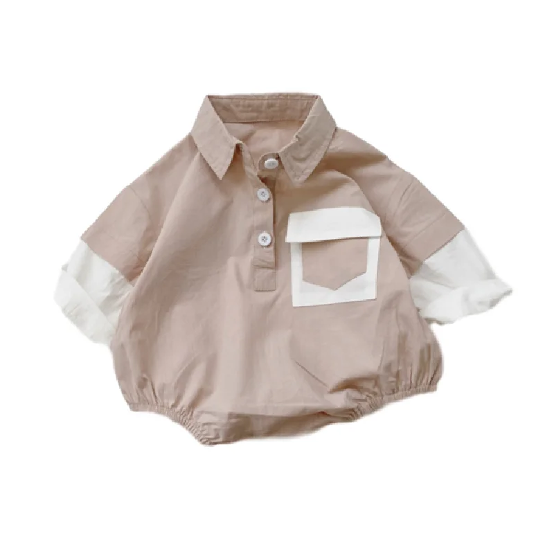 

Autumn Infant Long-Sleeved Color Matching Shirt Romper Baby Rompers One-Piece Suit toddler boy fall clothes