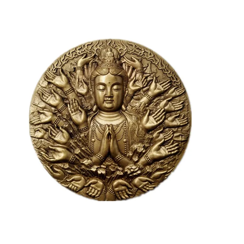 Бронзовая медаль Avalokitesvara Guanyin 60 мм Мятная китайская монета Shenyang