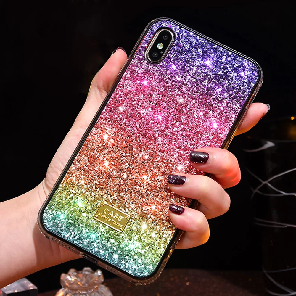 

Gradient Glitter Bling cover For iphone 7 8 6s plus X Xs Max fundas Silicone Luxury Case For iphone Xs Max XR X 7 case