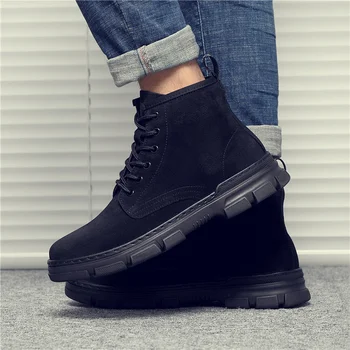 

italian designer men leisure genuine leather boots lace up platform shoes cowboy boot ankle botas zapatos de hombre botines male