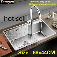Бытовой стандарт индивидуальность кухня один корыто раковина пищевой 304 нержавеющая сталь Горячая Распродажа 680x440 мм