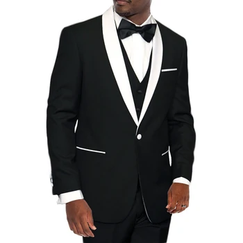 

[XZ71] Shawl Lapel Wedding Groom Gentlemen Suit Set 3pc Formal Charming Tuxedo Banquet Dinner Men Dress (Blazer+Pant+Vest)