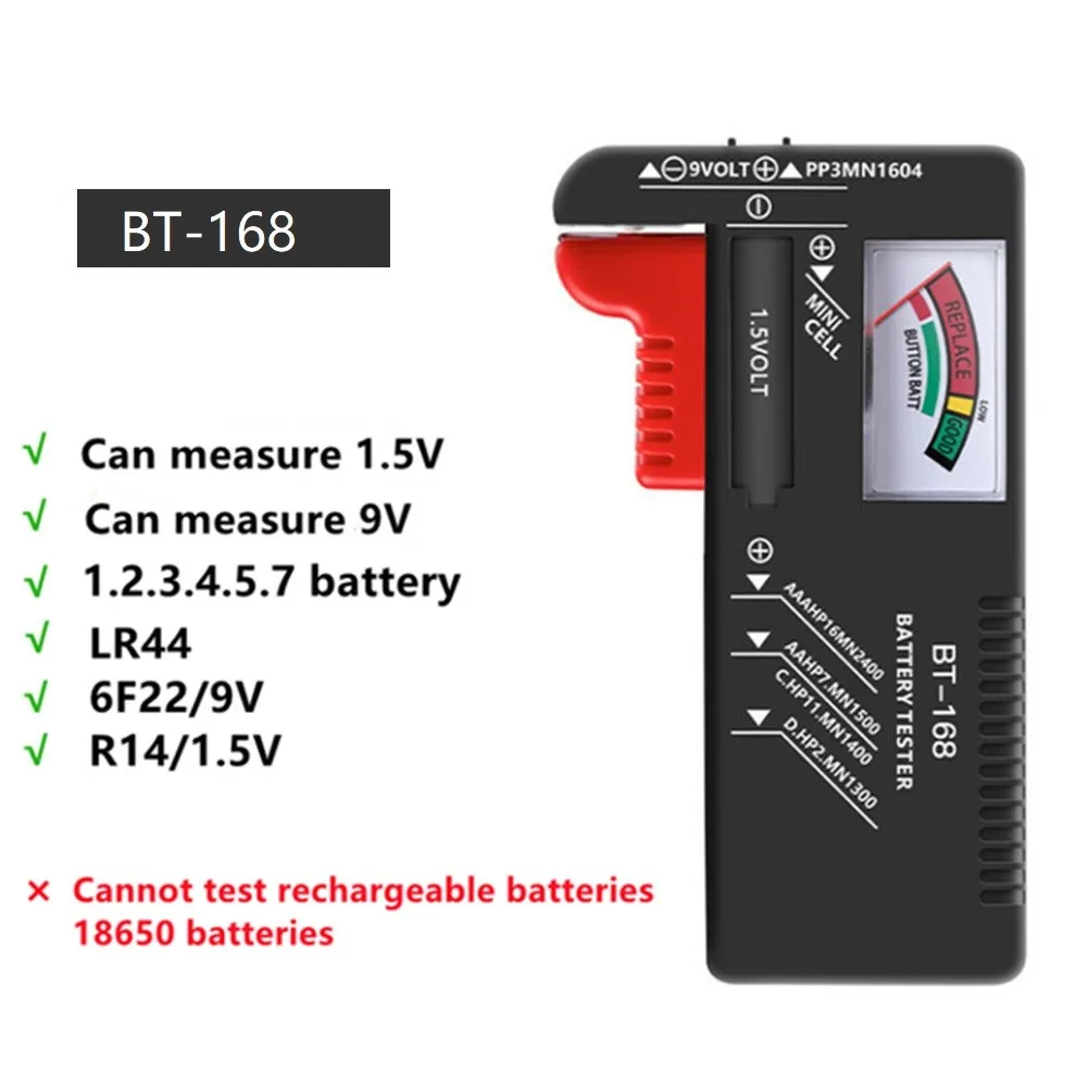 Batterietester Checker Universeller Batterietester Monitor für AA AAA 9V 1,5 V 