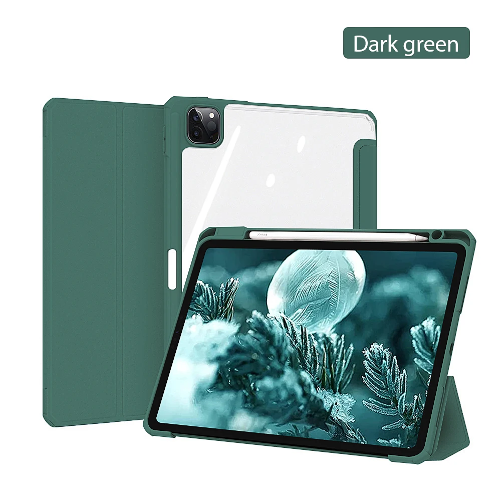 For iPad case 2021 Mini 6 Pro 11 9th Generation Case 10.2 2018 9.7 5/6th Air 2/3/4 10.5 10.9 PU Silicon Transparent Cover Funda
