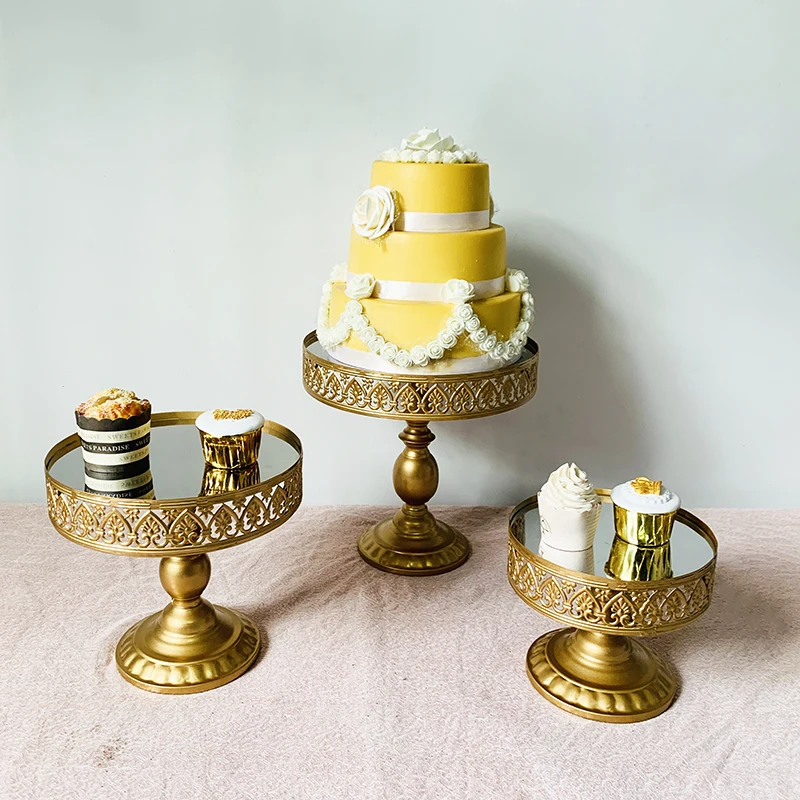 Золотые прямоугольные лотки с круглой зеркальной поверхностью для десертного стола, форма для кекса, дня рождения, свадьбы