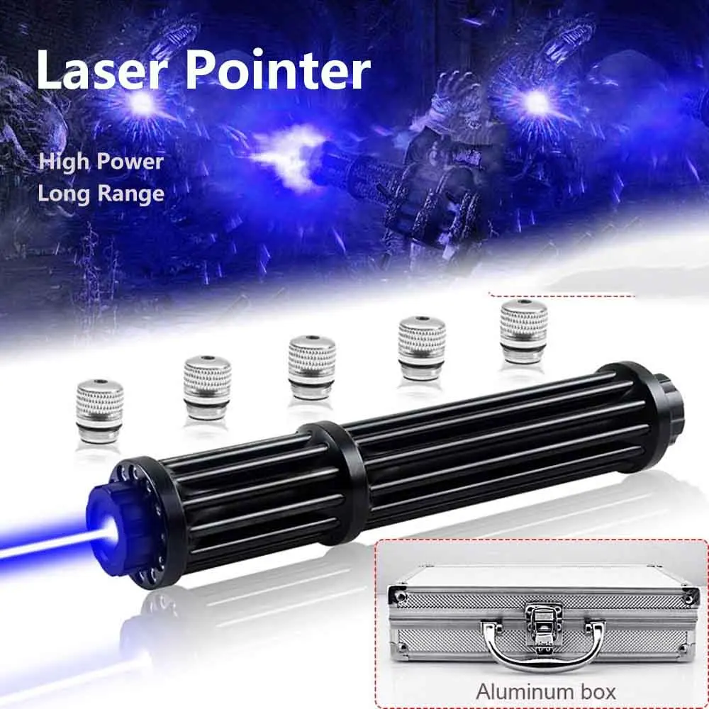 

High Power Blue Laser Pointers Laser Torch 445nm Focusable Laser Sight Pointers Flashlight Burn Match Candle Lit Cigarette