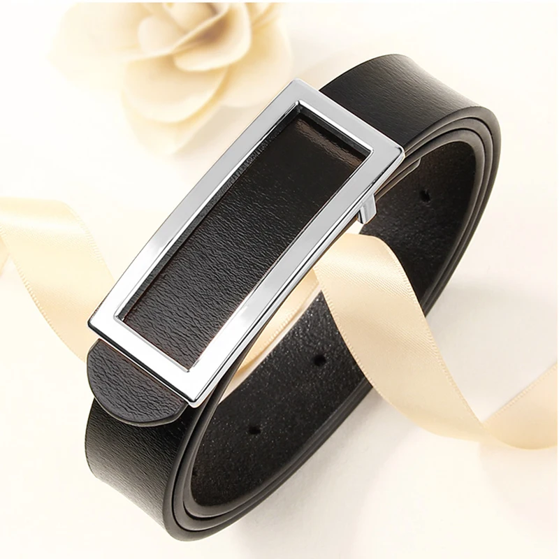 

Vogue Ladies Belts Real Leather Metal Smooth Buckle Belt Women Classic Decorative Suit Dress Leather Belt Solid Elegant Harajuku