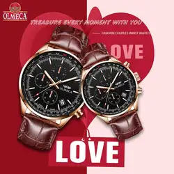 OLMECA хит продаж Модные мужские и женские часы Роскошный парный комплект наручных часов водонепроницаемые часы кожаный ремешок Часы Relogio