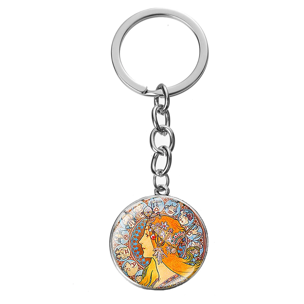 Style 28 SONGDA Alphonse Mucha aestetism брелок стиль Стиль модерн символ стекло кристалл серебряный брелок уникальная сумка с феей Шарм Кулон - Цвет: Style 28