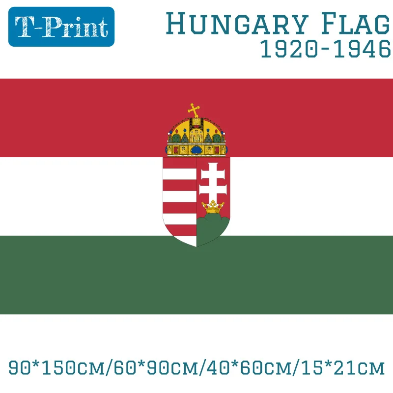 

Free shipping Hungary 1920-1946 Flag 3ft x 5ft Polyester Banner Flying 150* 90cm Custom flag outdoor