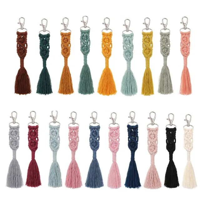 Tassel Keychain Macrame Key Chain Key Ring Keychains for Ladies Handmade Custom Kychain Ring Bag Charm Gift for Women 1