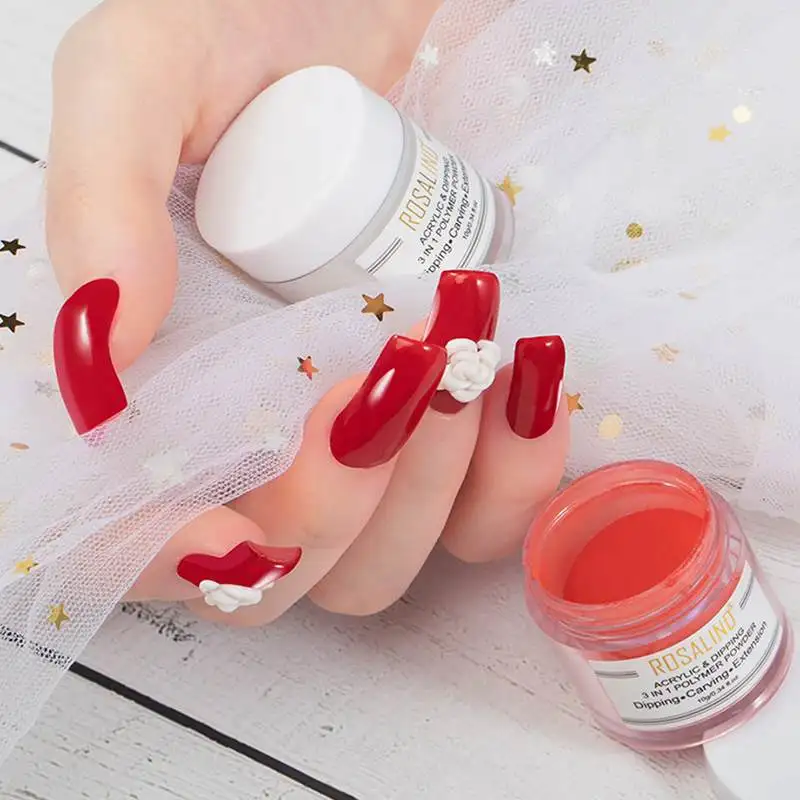 Acrílico em pó Extensão do Unha Mergulho em pó Arte do Unha Decoração para Manicure 3 em 1 pó de Cristal Rosalind Construtor Escultura 8 acrílico em pó extensão do prego construtor