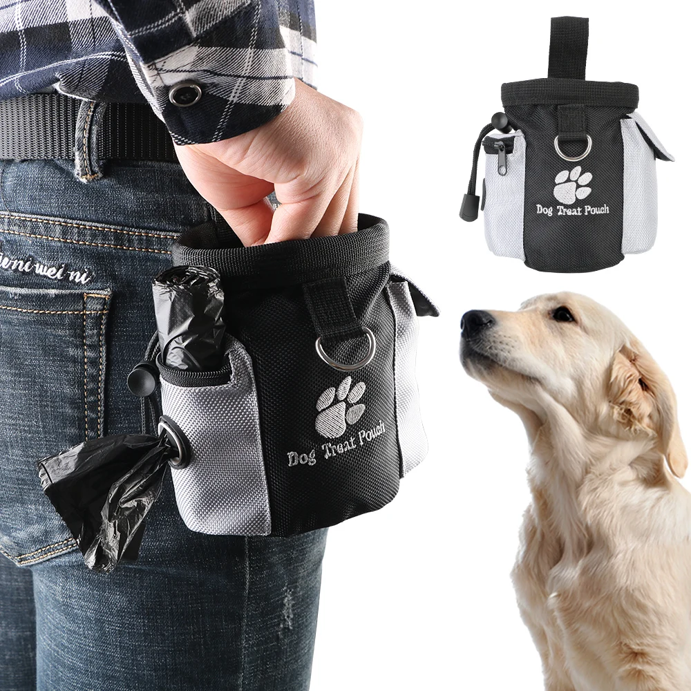 4 Pcs Dog Treat Training Pouch Dog Treat Bag with Clip Dog Training Clicker with Wrist Strap Hands-Free Pouch Waist Pet Training Bag Puppy Clicker Training Kit for Dog Training Snack Bag Holder 