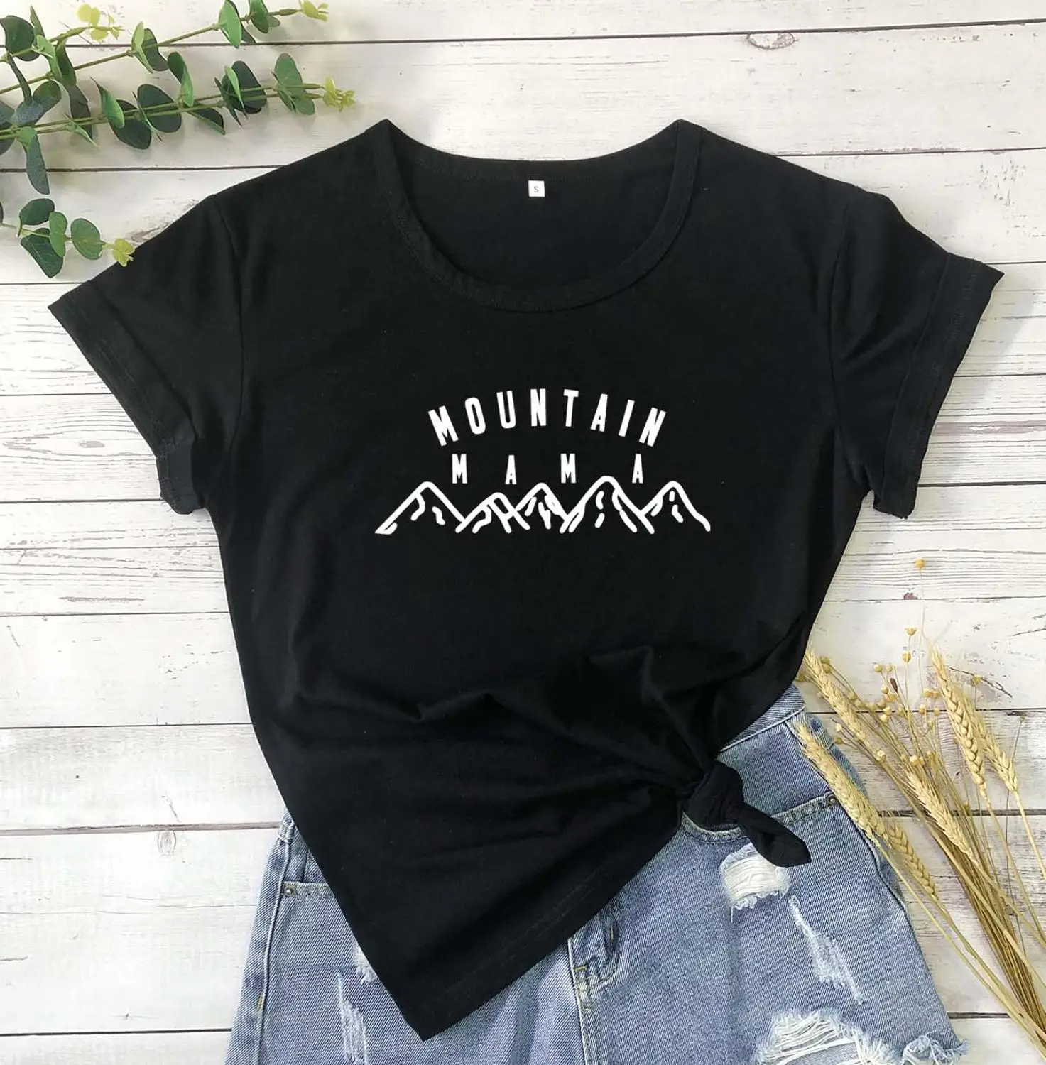 Футболка с надписью Mountain Mama забавная из чистого хлопка повседневная в стиле