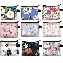 New Floral Printed Coin Purses Cosmetic Bag Women Wallet Sanitary Napkin Girls Small Cosmetic Bag Travel Toiletry Pouch