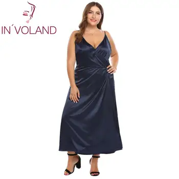 

IN'VOLAND Women's Dress Spaghetti Strap Crossover V Neck Split Evening Party Maxi Dress Plus