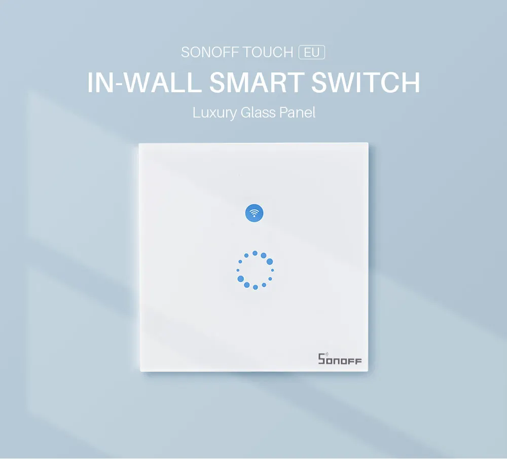 Sonoff сенсорный настенный сенсорный выключатель для ЕС, США, Wi-Fi, 1 комплект, 1 способ, беспроводной дистанционный светильник, релейное приложение, управление, работа с Alexa, модуль умного дома