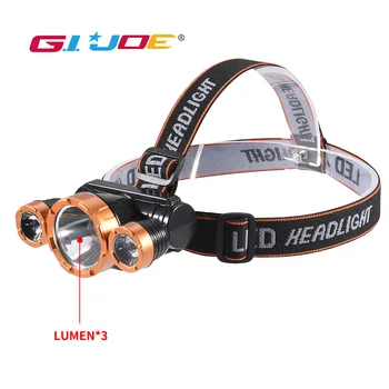 

GIJOE rechargeable headlight 2000LM built-in battery 4 modes led strobe head lamp portable spotlight lumen light waterproof