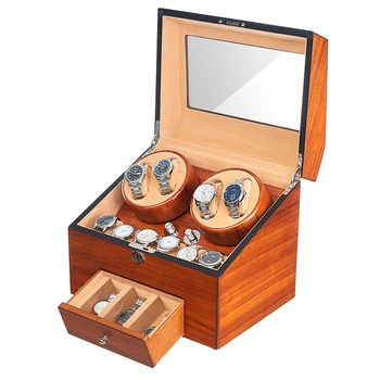 

JQUEEN Automatic Wood Watch Winder Display Box 4+9 Storages Fraxinus mandshurica 5 Modes