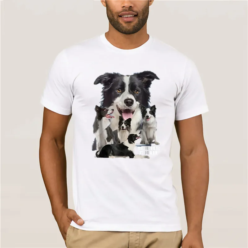 100% хлопок для мужчин брендовая мужская рубашка Border Collie Мужская мультяшная