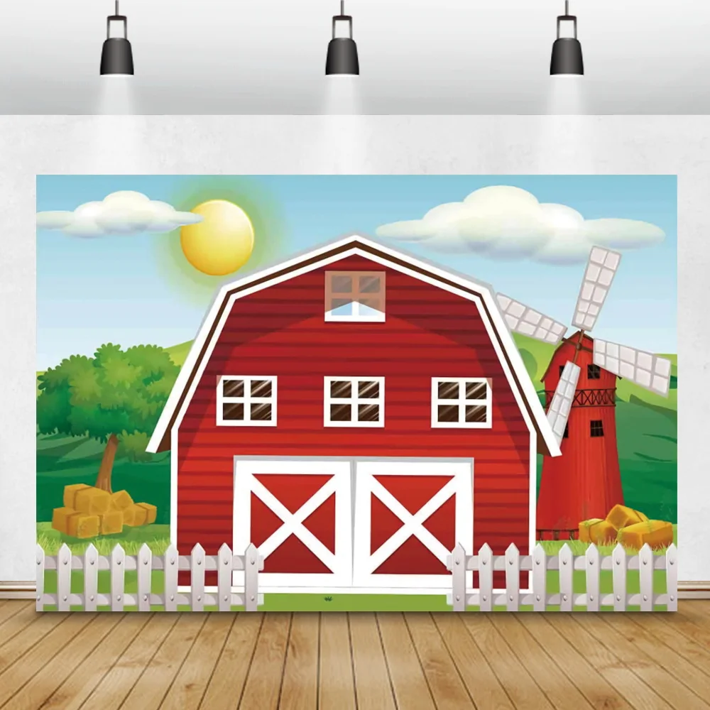 Laeacco Photography Backdrop Cartoon Rural Farm Baby Newborn Birthday Customized Banner Photocall Background For Photo Studio |