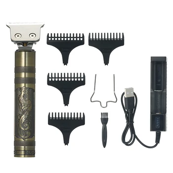 

Men Hair Trimmer Portable USB Charge Retro Engrave Electrical Hair Cutter Powerful Haircut Machine with Replaceable Limit Comb