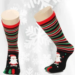 New Hot Sale Christmas Harajuku Unisex Printed Multicolor Toe Socks Five Finger Socks Pure Cotton Free Size Funny Socks