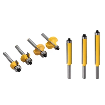 

4Pcs Round over Edging Router Bit Set 3Pcs 8Mm Shank 2 Inch Flush Trim Router Bit Set Milling Cutters with Bearing