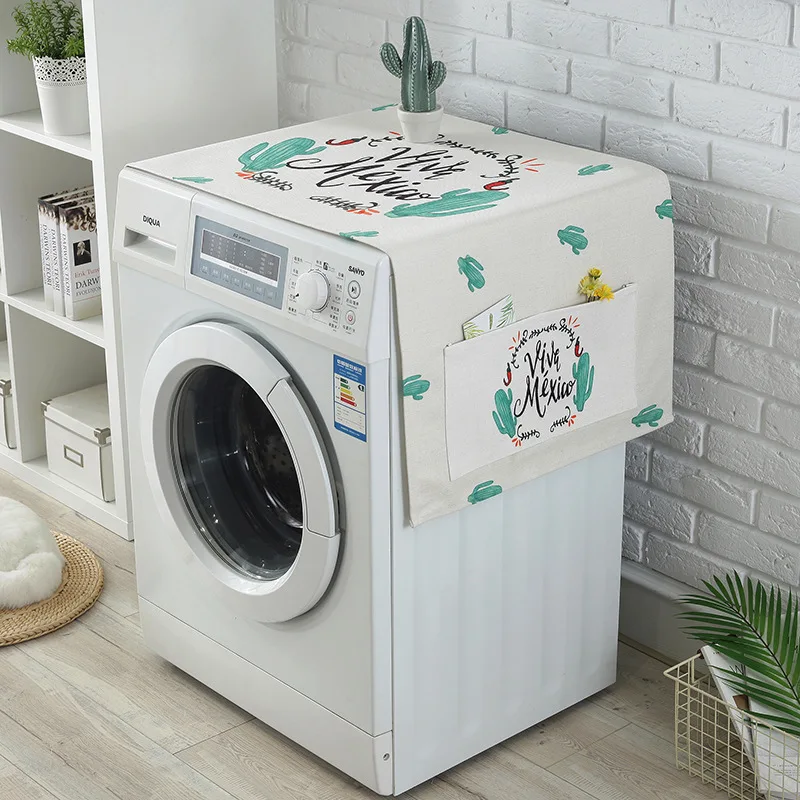 

Cotton Linen Roller Washing Machine Cover Refrigerator Cover Dustproof Sun Shield Waterproof Cover Towel Microwave Oven Northern